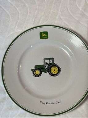 John Deere White Plate TWO IN TOTAL